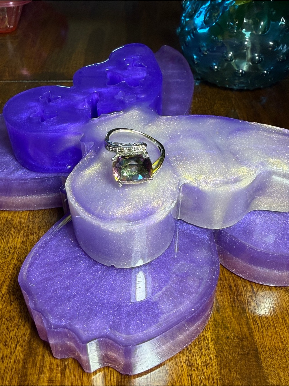 Zales Mystic Topaz Ring with Halo Accent - Purple Green Shimmer